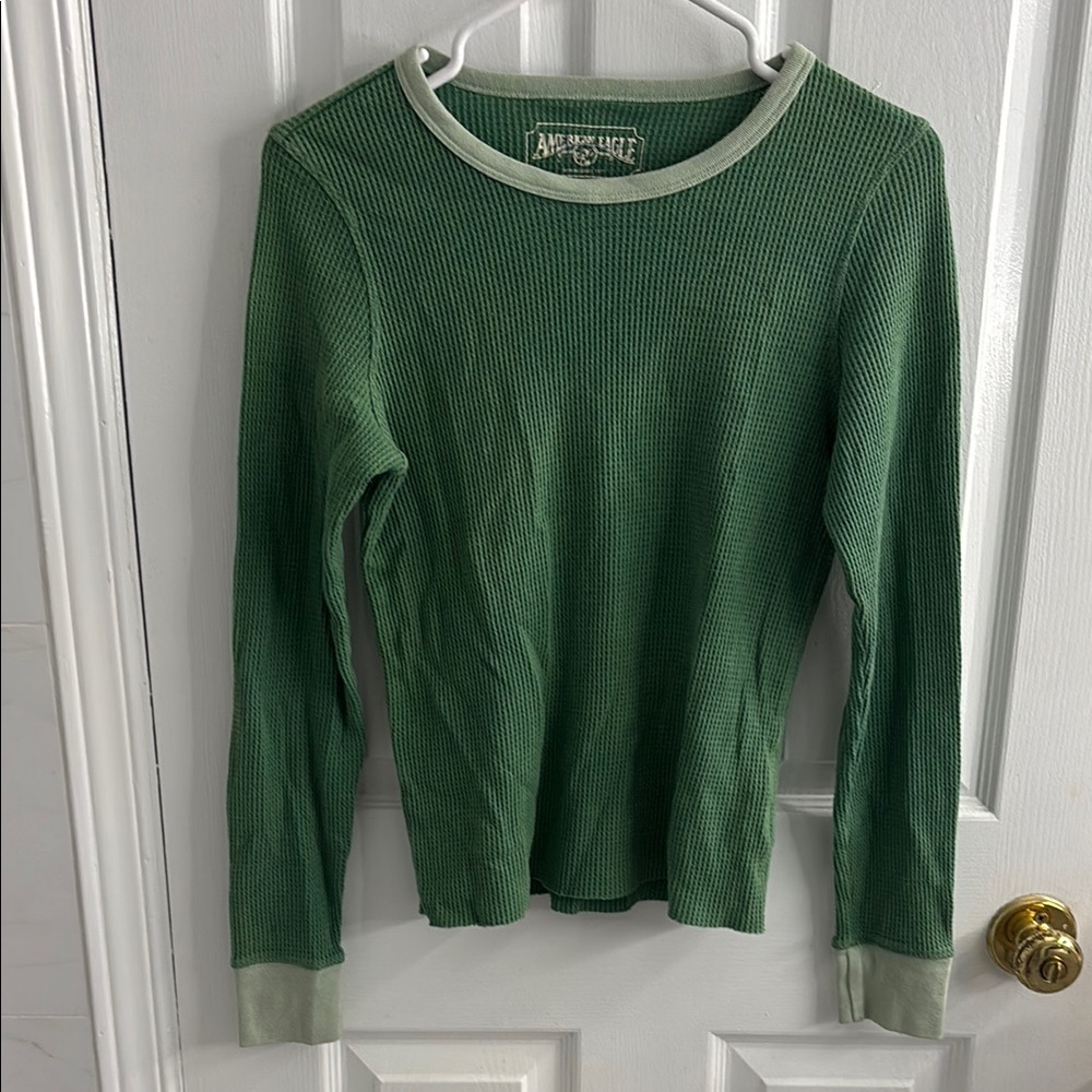 American Eagle Outfitters Green Crew Neck Sweater Fitted Silhouette